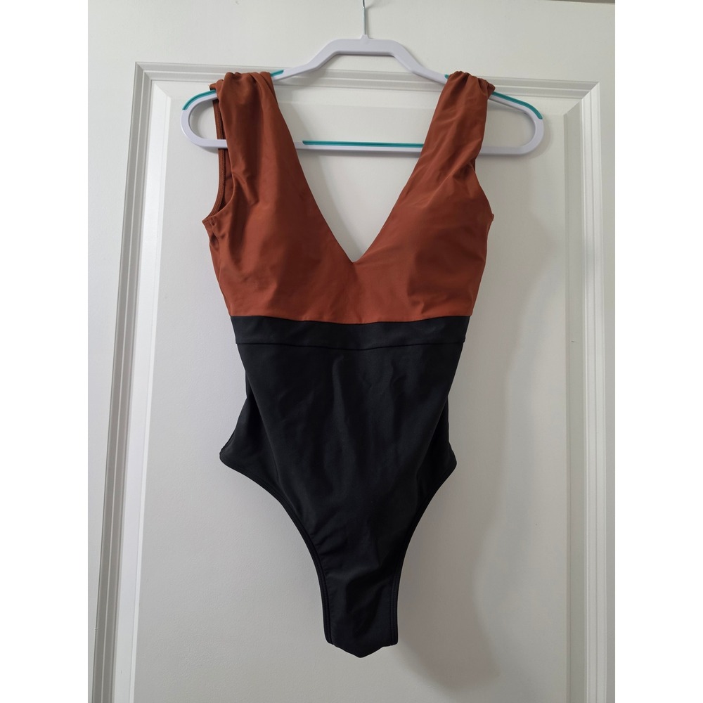 Summersalt The Ruched Backflip One Piece Swimsuit Rust Black Colorblock Size 4